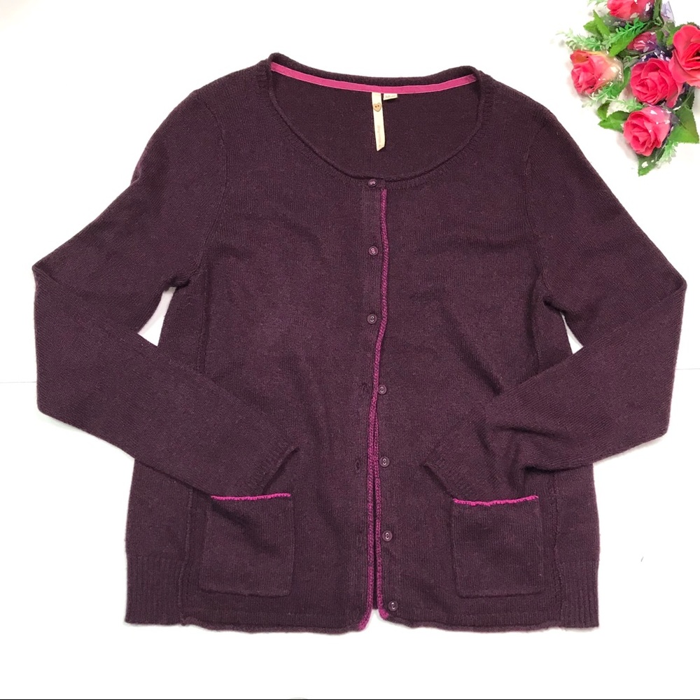 WHITE STUFF Burgundy Button Up Cardigan Sweater Size 12